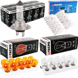 TECPO Autolampen Set H7, Blinkerbirnen, Bremslicht, Glassockel,...