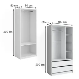 Vicco Kleiderschrank Elmo 80 x 200 x 0 cm Weiß
