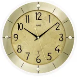 AMS Funkwanduhr (Quarzuhr, Wanduhr, Made in Germany, Wohnzimmer, Küche, Arbeitszimmer) goldfarben