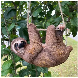 of Deko Figuren lustiges Faultier zum Aufhängen - 17 cm groß - Gartenfiguren hängend für draußen (Hängend am Seil)