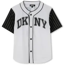 DKNY Unisex für Kinder. D62294 Kurzarmhemd weiß (5años= 108cm), Lässig, Polyester, Kinderbekleidung