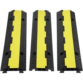 Vevor Kabelschutzmatte Kabelkanal schwarz Kabelkanal außenbereich 3Stk 2-Kanal Schlauchbrücke Kabelbrücke Überfahrschutz 98x24x4,5cm