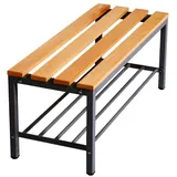 furni24 Umkleidebank 100 x 42 x 40 cm mit Schuhrost / Echtholz