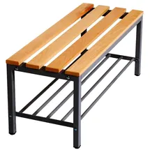 furni24 Umkleidebank 100 x 42 x 40 cm mit Schuhrost / Echtholz