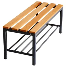 furni24 Umkleidebank 100 x 42 x 40 cm mit Schuhrost / Echtholz