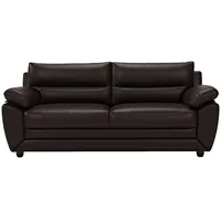 Vente-Unique Sofa, Braun, Leder, Uni, 3-Sitzer, 201x88x82 cm, Wohnzimmer, Sofas & Couches, Sofas