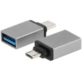 COFI 1453 USB Adapter USB auf Micro-USB / Type-C Ladeadapter USB-Adapter silberfarben