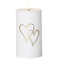 Star Trading LED-Kerze Flamme Heart 14 cm weiß