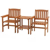 KOMFOTTEU Balkonset, 3-teiliges Bistro-Set, integrierter Ablagefläche & Schirmloch beige