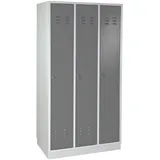 Proregal Garderobenschrank Ermine mit 3 Türen HxBxT 178 x 89 x 50 cm Lichtgrau Grau