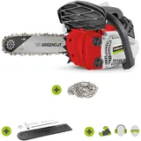 GREENCUT GS280X-10 - Benzin-Kettensäge, 2-Takt 28cc Verbrennungsmotor, Leistung 1,7 PS, 10" Sägeblatt, für Baumschnitt, Schnittlänge 25,4 cm, ergonomischer Führungsholm und Gurtzeug