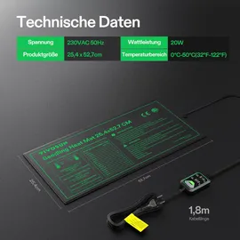 VIVOSUN Anzucht-Heizmatte mit digitalem Dual-Display-Thermostat, 25x53 cm