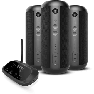 Avantree Harmony 2 - Multiroom Lautsprecher System, Kabelloses Stereo-Set mit Bluetooth- und Kabel-Eingang, Jeder Speaker als eigenständiger tragbarer Bluetooth-Lautsprecher nutzbar