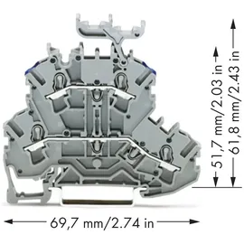 WAGO Doppelstock-Durchgangsklemme 5.20mm Zugfeder Belegung: L, Grau