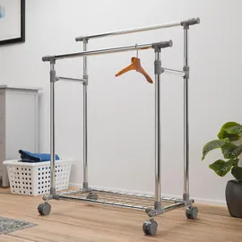 Juskys Kleiderständer 153x160x43 cm Silber