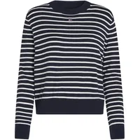 Tommy Jeans Strickpullover TOMMY JEANS "TJW ESSENTIAL CREW NECK SWEATER" Gr. S (36), blau (navy/white) Damen Pullover mit Logostickerei