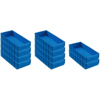 SparSet 10x Blaue Industriebox 400 B | HxBxT 8,1x18,3x40cm | 4,7 Liter | Sichtlagerkasten, Sortimentskasten, Sortimentsbox, Kleinteilebox