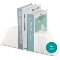 Navaris Buchstützen aus Marmor in Weiß - 2 Stück