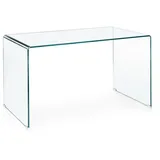 Natur24 Schreibtisch Tisch Iride 126x70x74 Beine und Platte aus gehärtetem Glas Transparent