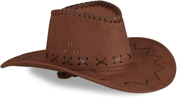 Relaxdays 10 x Cowboyhut Fasching dunkelbraun Braun,Schwarz
