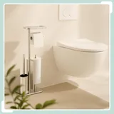 Relaxdays WC-Garnitur Edelstahl Ablage