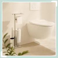 Relaxdays WC-Garnitur Edelstahl Ablage