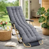 Bocguy Bequeme Liegenauflage Deckchair & Sonnenliegen 170 * 50 * 10cmGartenliege Auflage Sonnenliege Liegestuhl Polster mit Schaumflockenfüllung Gartenmöbel Kissen Blau (Grau)