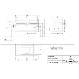 Villeroy & Boch Waschbeckenunterschrank Collaro 2 Auszüge 100 x 54,8 x 50 cm Wine Red