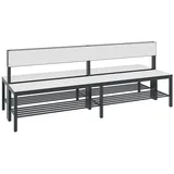 C+P Doppelseitige Sitzbank mit Rückenlehne, Basic Plus, H796xB1960xT760mm, Gestell Schwarzgrau / Dekor Weiß (8062-410)