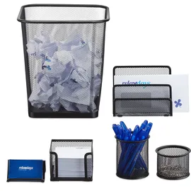 Relaxdays Schreibtisch Organizer Set Zettelbox Schwarz 6 St.