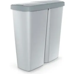 Monzana KEDEN® Mülleimer Küche 50L 2 Fächer mit Deckel Grau Grün