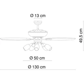 GLOBO Deckenventilator mit Beleuchtung und Fernbedienung 3 Stufen Zugschalter Dimmfunktion 130 cm