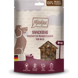 MJAMJAM Snackbag 100 Gramm Hundesnacks herzhaftes Muskelfleisch vom Wild 8x100 Gramm