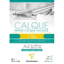 Clairefontaine Block Transparentpapier DIN A4 21 x 29,7 cm 40 Blatt 110 g