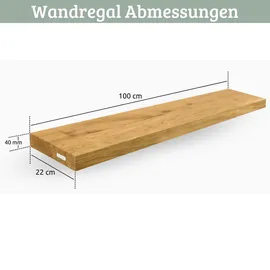 deluke Wandregal 100 x 22 x 4 cm Braun