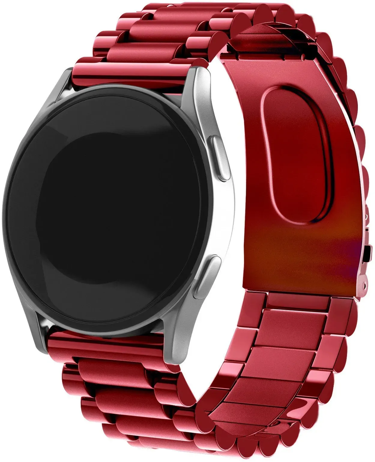Strap-it Motorola Moto Watch - 47mm Armband Stahl für Motorola Moto Watch  - 47mm - Weinrot - Butterfly-Verschluss