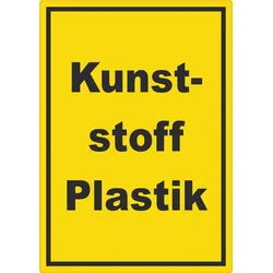 Kunststoff Plastik Mülltrennung Aufkleber mit Text A9 (37x52mm)