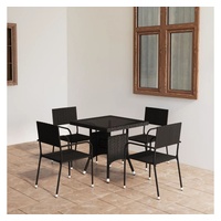 vidaXL 5-tlg. Garten-Essgruppe Poly Rattan Schwarz