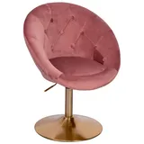 furnicato Cocktailsessel Loungesessel 67x80-100x62 cm Rosa-Gold (1-St), 360° drehbarer Cocktailsessel mit bodenschützendem Kunststoffring rosa