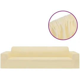 vidaXL Stretch Sofahusse 4-Sitzer Creme Polyester-Jersey