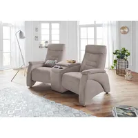 2,5-Sitzer EXXPO - SOFA FASHION "Ascoli, Kinosofa mit hohem Sitzkomfort, bequeme Armlehnen", grau (taupe), B:199cm H:106cm T:99cm, NaturLEDER (echtes Rindsleder) in Sitz und Rücken. Korpus in passendem Kunstleder SOFTLUX bezogen;Velours in Lederoptik (100% Polyester), Sofas, inkl. Relaxfunktion, mit Ablage und Staufach, hohe Rückenlehne