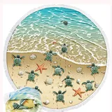 Queenshin Microfaser rundes Stranddecke Schildkröten Wohndecke, Yogamatte Tischdecke Schal Strandtuch Strandtuch Duschtuch Badetuch Strand Freizeit Picknick Überwurf