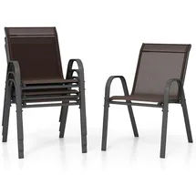 Costway Gartenstuhl 56 x 70 x 84 cm Braun/Schwarz 4 St.