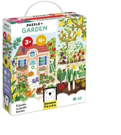 Banana Panda: Puzzle mit Bildkarten und Poster – Garten, 40-teilig
