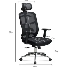 KADIMA DESIGN Bürostuhl Mesh Schwarz-Silber