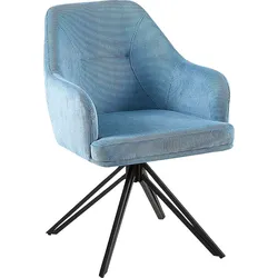 Esszimmerstuhl HOME AFFAIRE "Alaro", blau (hellblau, schwarz), B:58cm H:87cm T:63cm, Stühle, mit Drehfunktion, Armlehnstuhl