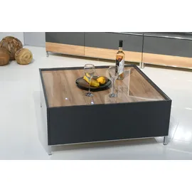 PLACES OF STYLE Couchtisch PLACES OF STYLE "Onyx", grau (anthrazit hochglanz, anthrazit hochglanz, walnuss), B:89,4cm H:36,6cm T:89,4cm, Tische, Couchtisch, hochwertig UV lackiert, mit Stauraum