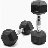 SUPRFIT - Hexagon Kurzhanteln paarweise mit gummiertem Eisenkern - Fitness Gewichte Hanteln 2 x 8 kg mit rutschfestem Chromgriff - Premium Kurzhantel Set für Calisthenics, Krafttraining & Crossfit