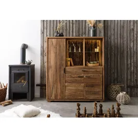 Wolf Möbel Highboard 140 x 150 x 40 cm Akazie lackiert / Beige