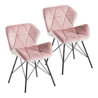 Duhome Esszimmerstuhl, 2er Set Stuhl Esszimmerstuhl Kunstleder, Samt oder Stoff Lederoptik Metallbeine rosa